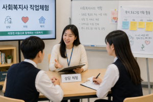 사회복지사 직업체험 상담 및 복지 교육 활동 장면