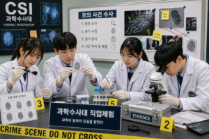 과학수사대 직업체험 지문 채취 및 증거 분석 실습 장면